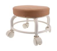 TOYANDONA PU Leather Rolling Stool with Swivel Wheels, Small Round Footstool for Salon Spa Pedicure, Movable Beauty Stool for Home and Professional Use