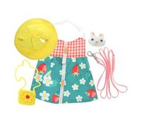 TOYANDONA Rabbit Harness Leash for Rabbits Escape Vest with Extra Long Traction Rope Comfortable Outdoor Bunny Costume for Pet Photography and Walking and Safe Green Floral Random Color