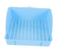 TOYANDONA Rabbit Litter Box with Wire Mesh Base, Square Bunny Potty Trainer for Indoor Use, Blue Plastic Small Animal Toilet Tray Suitable for Rabbits and Guinea Pigs
