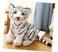 TOYANDONA Realistic Plush Tiger Soft Stuffed Animal for Bedroom Decoration White Tiger Mascot Doll Chinese Year
