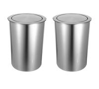 TOYANDONA Recessed Stainless Steel Countertop Trash Bin with Flip Lid 10L Hidden Kitchen Garbage Chute Insert Drop Through Waste Bin for Home Office Commercial Bar