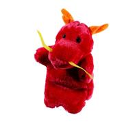 TOYANDONA Red Chinese Dragon Plush Hand Puppet Toy with Short Plush Material, Interactive Story Puppet for Role Play to Improve Communication Skills and Parent-child Relationships