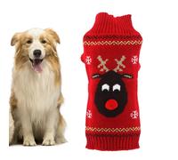TOYANDONA Red Deer Christmas Dog Sweater for Puppy and Dog, Acrylic Fibers Pullover Design Keeps Warm, Stylish Winter Pet Clothes for Holly Sweater Party in Red Colour