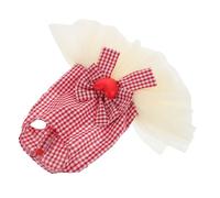 TOYANDONA Red White Checkered Tulle Pet Dress with Heart Shaped Tutu Soft Breathable Fashion Outfit for Small and Medium Dogs and Cats Puppy Skirt for Daily Wear and Wedding Evening Gown