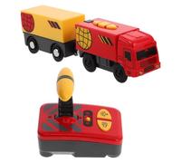 TOYANDONA Remote Control Steam Train Set, Rc Steam for Wooden Railway Tracks, Lights, Sounds, Magnetic Coupling, Children Railway Vehicle Toy Gift (red)