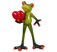 TOYANDONA Resin Frog Statue Green Frog Personalized Animal Figurines with Heart Model Ornament 14. 5x9x5cm for Garden Home Office Decoration