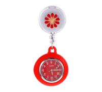 TOYANDONA Retractable Nurse Fob Watch Clip with Red Alloy Case and Glass Cover, Simple Hanging Nursing Pocket Watch for Doctors and Nurses, Sturdy and Practical Healthcare Timepiece