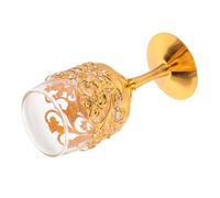 TOYANDONA Retro Compact Metal Wine Cup Embossed with Vintage Engraving Pattern for Whiskey Liquor Cocktails Wear-Resistant Glass and Metal Chalice Reusable Elegant Barware for Home and