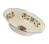 TOYANDONA Retro Enamel Soup Bowl Thickened Multi-Functional Food Storage Basin with Vintage Floral Pattern Safe Healthy Enamel Material for Kitchen Lard Storage and Egg Mixing Easy to Clean