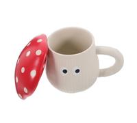 TOYANDONA Reusable Ceramic Mushroom Coffee Mug with Lid Cute Large Capacity Water Cup for Tea and Hot Beverages Unique Decorative Mushroom Design for Kitchen and Office Use