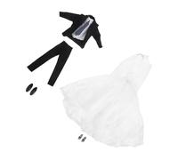 TOYANDONA Reusable Doll Wedding Party with Groom Tuxedo Suit and Bride Gown Includes Shoes Easy to Dress for Birthday and Festive Play Enhances Creativity and Storytelling