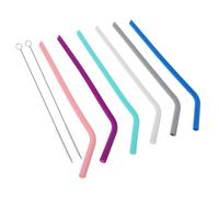 TOYANDONA Reusable Silicone Straws with Cleaning Brush Food-Grade Silicone Drinking Straws for Milk Tea Juice Cocktail Lightweight and Easy to Clean