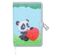 TOYANDONA Reversible Sequin Panda Notebook A5 Lined Writing Journal with Lock and Key, Portable and Stylish Diary for Travel and Birthdays