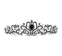 TOYANDONA Rhinestone Crown Tiara Headband for Weddings and Banquets Will Not Squeeze the Head Black Alloy and Rhinestone Birthday Crown for Women