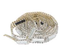 TOYANDONA Rhinestone Ribbon Trim 1cm Wide White Crystal Strip Roll 1 Meter with Heat-Glue Backing for Clothing Decoration DIY Craft Accessories