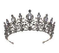 TOYANDONA Rhinestone Wedding Crown Bridal Tiara Black Baroque Headdress Party Headpiece for Women Halloween Costume Accessories