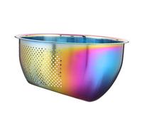 TOYANDONA Rice Washing Strainer Sloped Bottom Stainless Steel with Large Capacity and Multifunctional Kitchen Colander Easy to Clean, Stylish Iridescent Finish for Vegetables and Fruits
