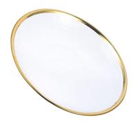 TOYANDONA Rimmed Glass Dinner Plate with Gold Edge Dessert Serving Tray for Salads and Home Dining Clean Stylish Glass Food Dish for Entertaining Guests