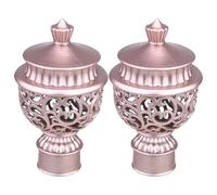 TOYANDONA Roman Curtain Rod Finials 6Pcs Rose Gold Plastic Decorative End Caps for Window Drapery and Living Room