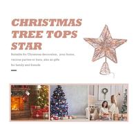 TOYANDONA Rose Gold Iron Xmas Tree Topper Star LED Lights, Luminous Star-shaped Christmas Tree Decor Ornament, Battery Not Included, Holiday Light Decor for Family Xmas
