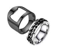 TOYANDONA Rotatable Beer Bottle Opener Ring Stainless Steel Men S Chain Finger Ring Portable Bar Tool for Parties and