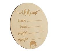 TOYANDONA Round Wooden Newborn Announcement Sign Natural Name Board for Hospital Nursery Handmade Plaque for Boys Decorative Birth Sign