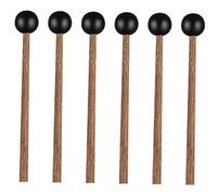 TOYANDONA Rubber-Head Drum Mallets for Xylophone Marimba Gentle Comfortable Practice Drumsticks in Black, 3 Pairs of Wenge Drumstick Accessories for Musical Performance