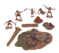TOYANDONA ’S Primitive Man Life Scene Set, Miniature Primitive People Figures Playset, Wilderness Educational Micro Landscape Model for