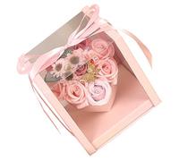 TOYANDONA Scented Soap Flower Box with Rose Orange Bath Flowers for Spa and Home Decor Basket for Mother's Day Valentine's Day Safe Materials with Rich Beauty Present