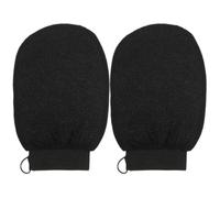 TOYANDONA Scrub Gloves Exfoliating Dead Skin Removers Glove 2Pcs Black Lightweight Rayon Gloves for Bathing Chest and Body Skin Cleaning