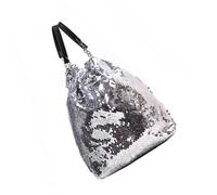 TOYANDONA Sequin Bucket Bag with Drawstring Chain for Women and Silver | Large Capacity, Lightweight Polyester Build, Practical Weekend Style, Leisure Walking, Elegant Eye-catching Finish