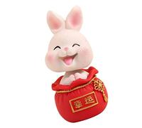 TOYANDONA Shaking Head Miniature Resin Rabbit Figurine Cute Bunny Decoration for Garden Vivid Design for Cheerful Atmosphere for Dollhouse Scene Layout