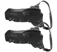 TOYANDONA Shoulder Armor and Dynamic Flexibility with Multistrap Structure 2pcs Black Renaissance Medieval Faux Leather Adjustable Double Pauldron Torso Wrap for Men , for Stage Performances