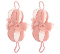 TOYANDONA Shower Balls for Gentle Skin Cleansing 2pcs Nylon Pink with Hanging Rope, Supple and Easy to Use Bath Scrubber Exfoliating Puff and Relaxing Bath Experience for Families