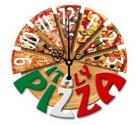 TOYANDONA Silent Pizza Pattern Wall Clock Round Wall-mounted Decor for Living Bedroom Kitchen Quiet Sweep Non-ticking Craft Clock with Modern Artistic Design