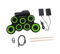 TOYANDONA Silicone Foldable Drum Set Portable USB Electronic Practice Kit for Boys and Girls Beginners Green
