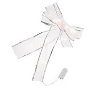 TOYANDONA Silver Bowknot Christmas Tree Pendant with Warm Light Creative Hanging Bow Decoration for Indoor Outdoor Festive Holiday Atmosphere Random Printed Plain Design Xmas Decorative Prop