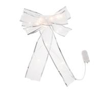 TOYANDONA Silver Bowknot Hanging Pendant with Warm Light Creative Printed and Plain Christmas Bowknot Ornament for Tree Home Decoration Single Decorative