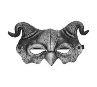 TOYANDONA Silver Goat Horn Devil Half Face Mask for Adult Cosplay Parties