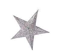 TOYANDONA Silver Iron Pentagram Star Pendant for Christmas Tree Decoration Shiny Surface, 30cm Hanging Ornament Suitable for Celebration and Hallway Use