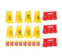 TOYANDONA Simulated Traffic Sign Educational for Roadblock and Street Signs with Yellow Crash Barrels and Red Water Barriers Lightweight Early Transportation Learning Play for Boys