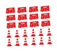 TOYANDONA Simulation Barricade Traffic Sign for Lightweight Mini Roadblock Models with Red Cones Water-filled Barriers Educational Pretend Play for Cooperative Imaginative Vehicle Traffic