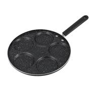 TOYANDONA Six Hole Non Stick Egg Frying Pan for Breakfast Cooking | Die Cast Aluminum Body, Star and Moulds, Easy Flip Release, Black Finish for Kitchen Use