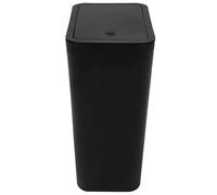 TOYANDONA Small Black Bathroom Trash Can with Pop-up Lid, Compact Plastic Waste Bin for Bedroom and Kitchen, Household Garbage Bucket with Cover for Home Use
