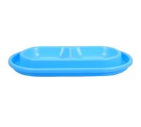 TOYANDONA Small Blue Plastic Double Pet Bowl Anti Ant Food and Water Bowls Pet Feeding Station for Cats and Puppies