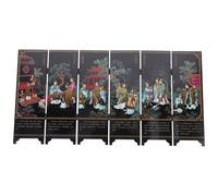 TOYANDONA Small Folding Resin Screen Model 4-panel Traditional Chinese Desk Divider Confucius Artwork, Antique Style Desktop Decor and Photography Prop for Home and Office