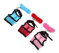 TOYANDONA Small Pet Harness and Leash Set for Guinea Pigs, Rabbits, and Ferrets Mesh Vest Padded Comfort, s Size, Three Colors (rose Red, Light Blue, Pink) Suitable for Safe Outdoor Walking