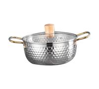 TOYANDONA Small Stainless Steel Ramen Pot with Lid Hammered Texture Quick Heat Stock Cooker for Instant Noodles Safe Smooth Design for Stove and Grill Use Easy Clean Kitchen Cookware