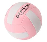 TOYANDONA Soft Touch Inflatable Volleyball for Adult Training, Standard Size 5 Indoor Beach Practice Ball with Explosion-proof Machine Stitching, White-pink Sports Volleyball for School