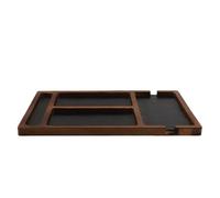 TOYANDONA Solid Wood Jewelry Valet Tray with Four Compartments, Desktop Storage Organizer for Keys, Watches, Phone and Accessories, Entrance and Bedroom Catchall Box